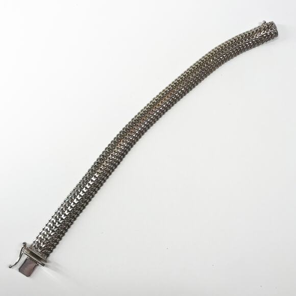 VTG Itaor Signed Italy Sterling Silver 925 Mesh Braided Bracelet 7in 10mm 17g - Picture 10 of 11